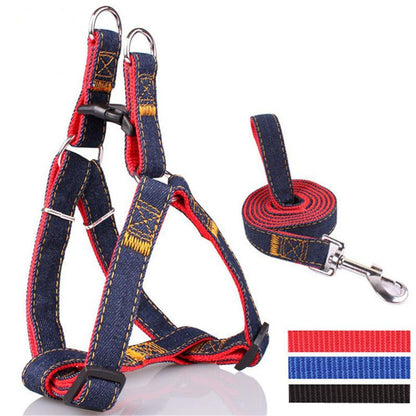 Dog Jean Harness with Leash