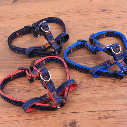 Dog Jean Harness with Leash