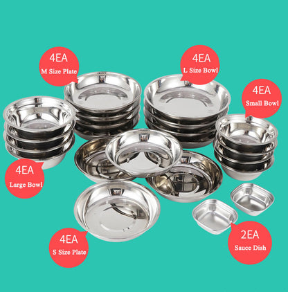 Outdoor Stainless Steel Tableware Family Set (17 Pcs)