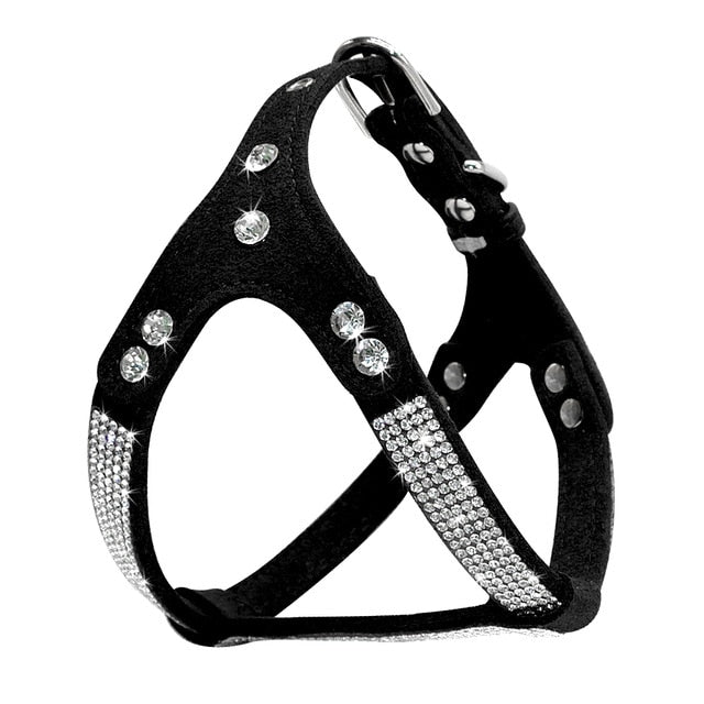 Dog Soft Suede Rhinestone Harness