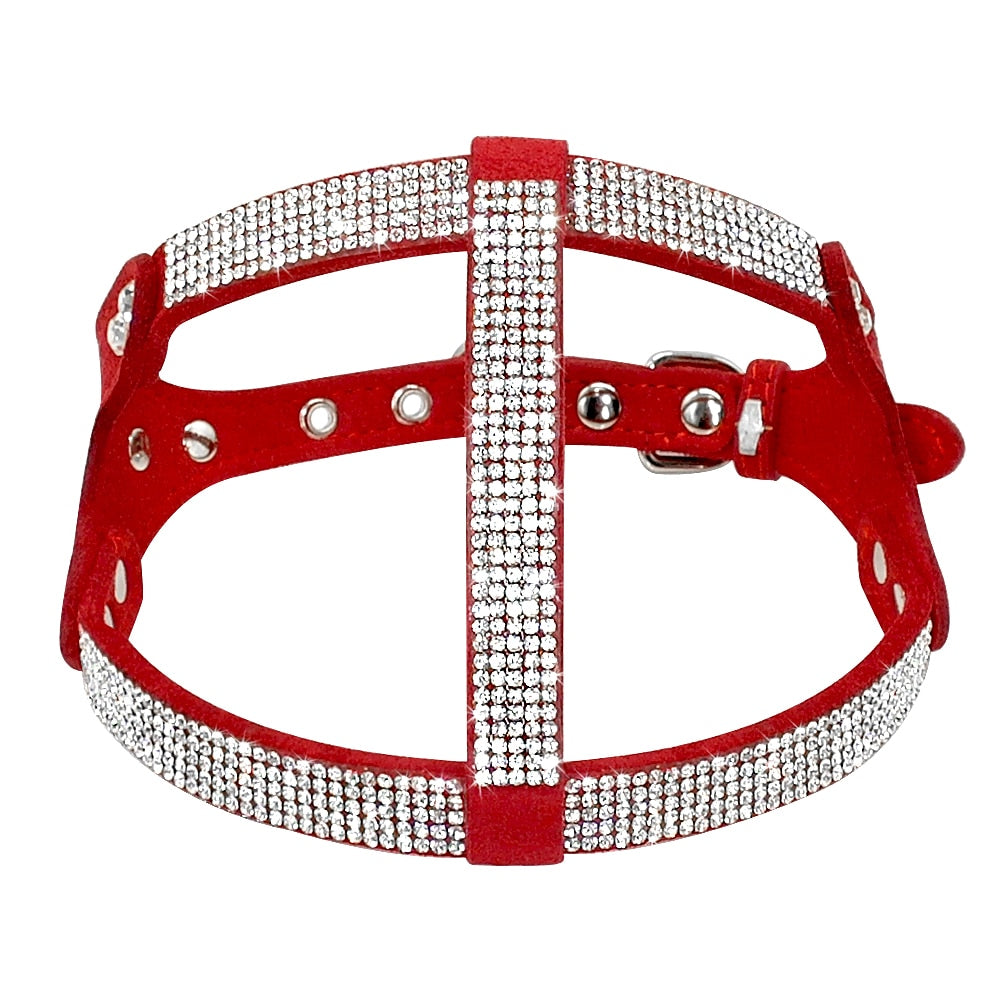 Dog Soft Suede Rhinestone Harness