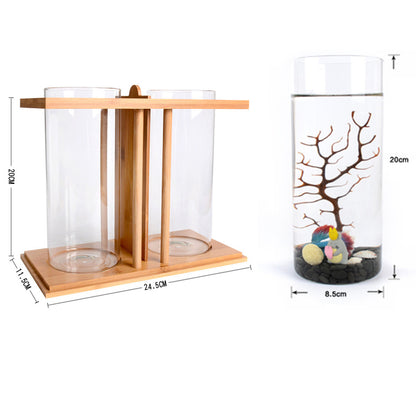 Bamboo Dual Glass Fish Tank with LED Lighting