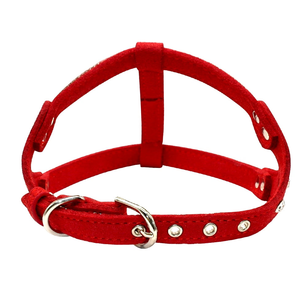 Dog Soft Suede Rhinestone Harness