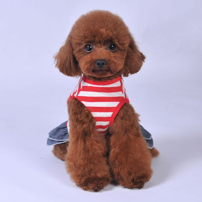 Dog Summer Striped Denim Skirt