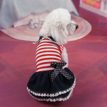 Dog Summer Striped Denim Skirt