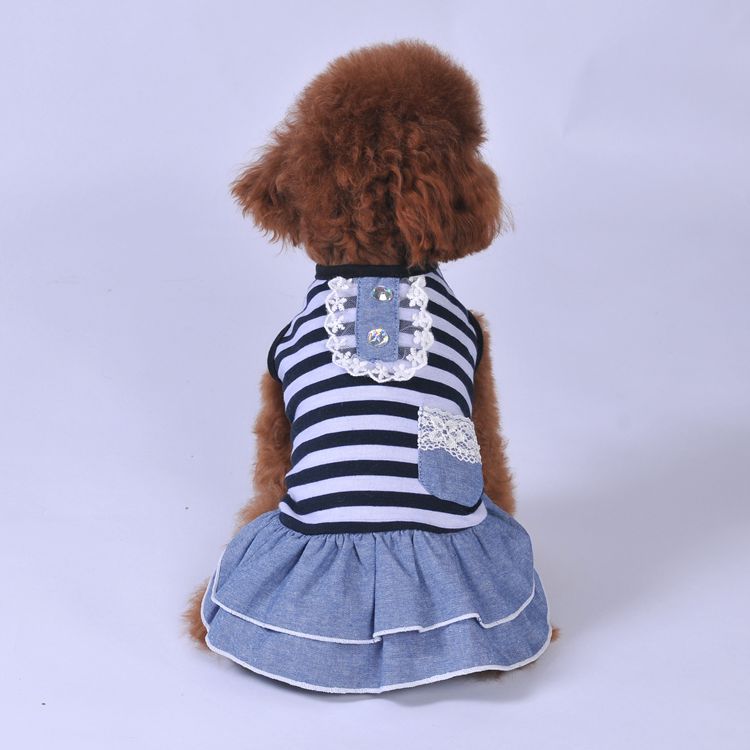 Dog Summer Striped Denim Skirt