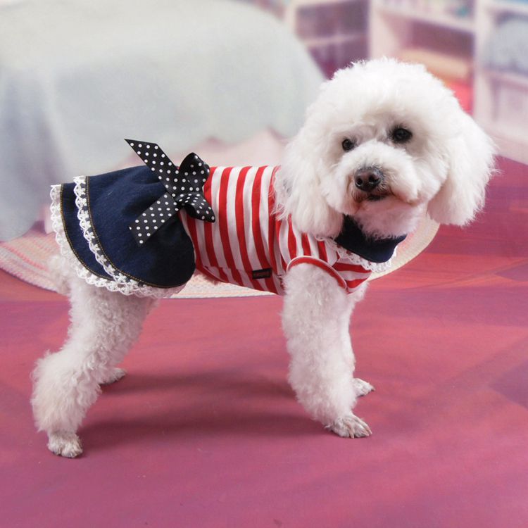 Dog Summer Striped Denim Skirt