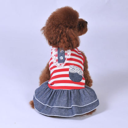 Dog Summer Striped Denim Skirt