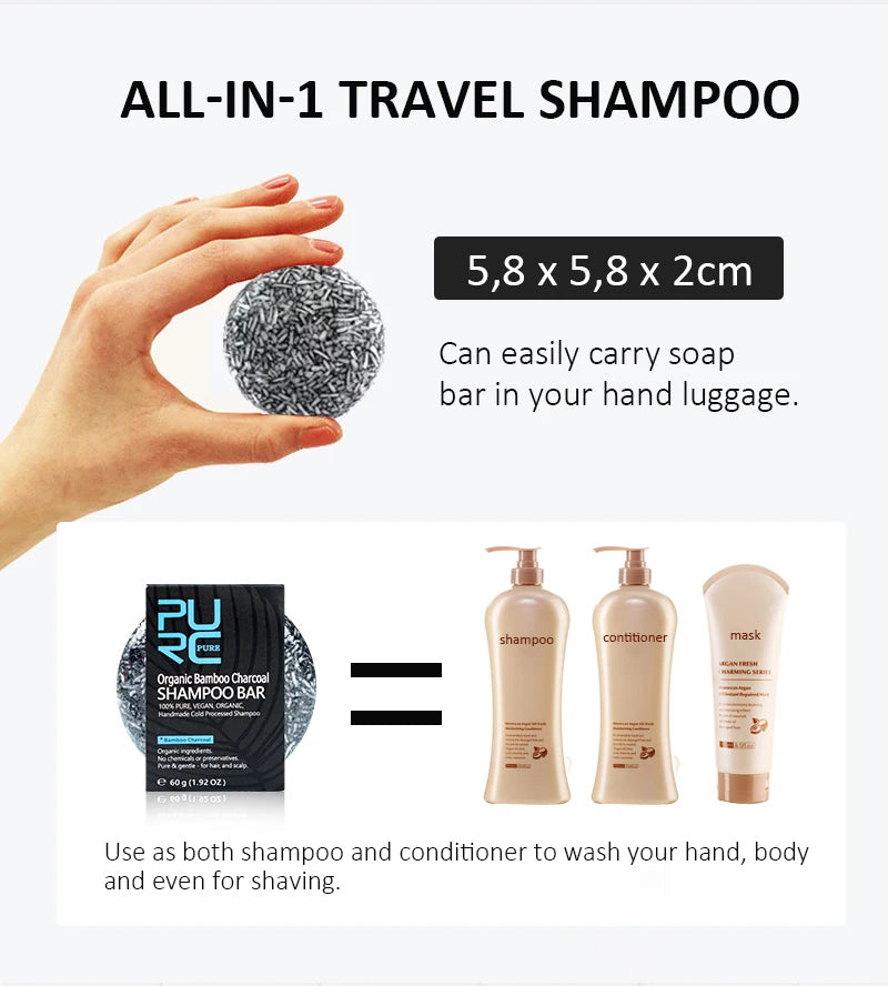 Shampoo solido al carbone di bambù biologico